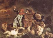 Eugene Delacroix The Bark of Dante (Dante and Virgil in Hell) (mk09) oil on canvas